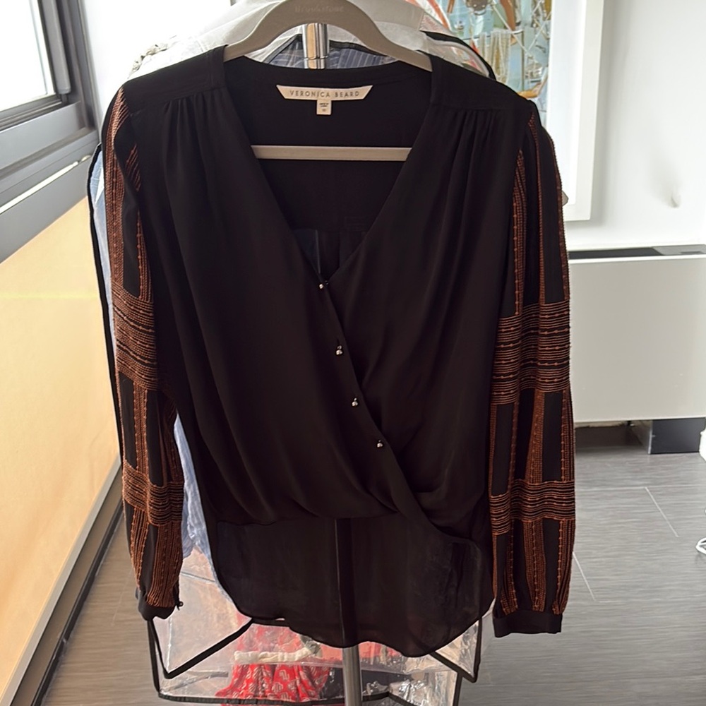 Veronica Beard Black Silk Blouse